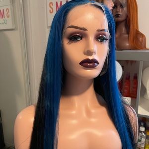 Another 24” 100% Brazilian Human Hair Custom Made Blue/Black 13x4 Frontal Wig!